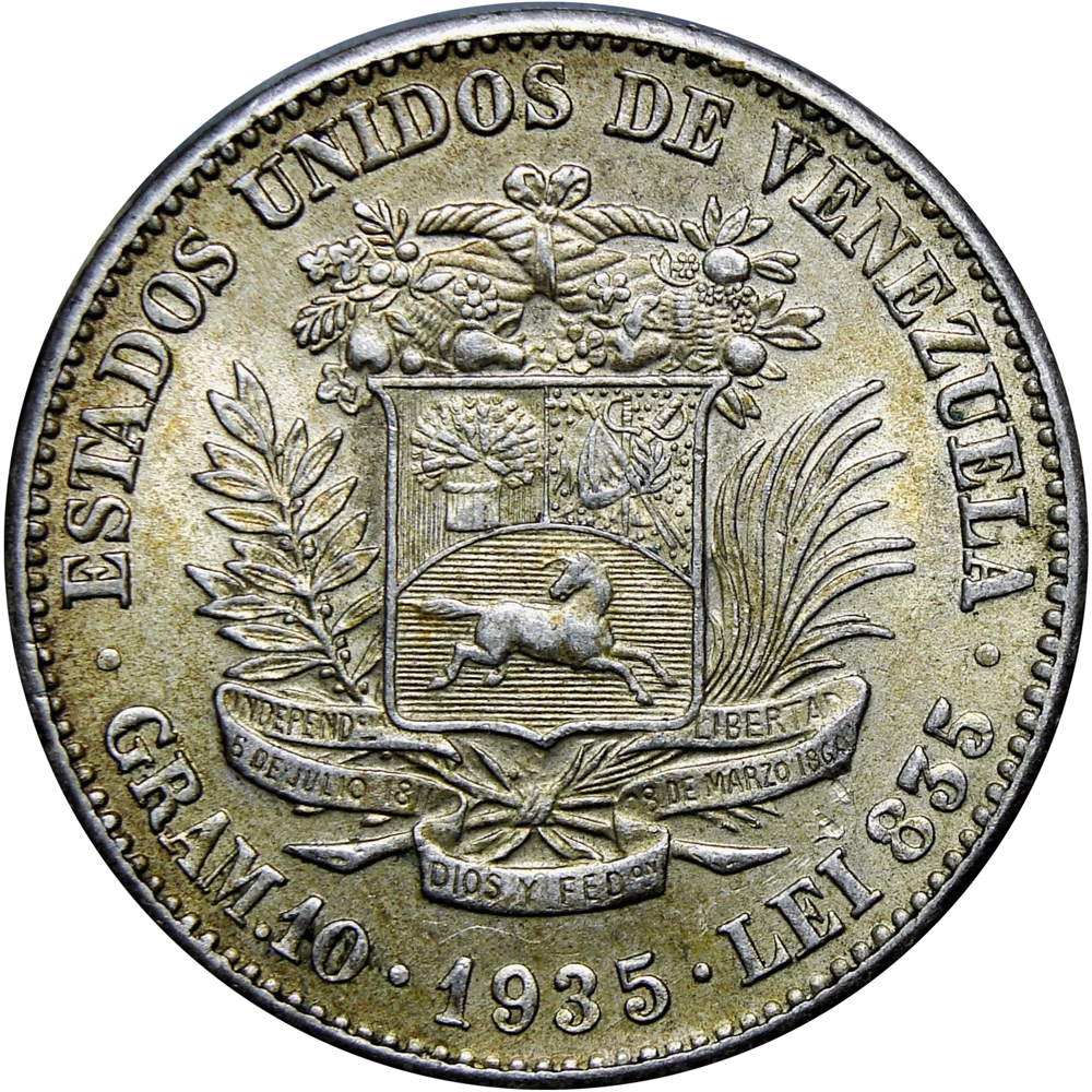 Venezuela Moneda de Plata 2 Bolívares 1935 - Numisfila