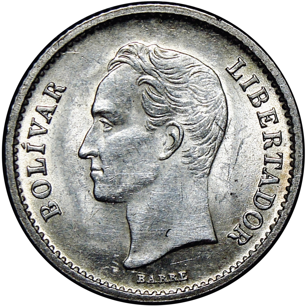Moneda de Plata 25 Céntimos 1944 Medio - ¼ de Bolívar  - Numisfila