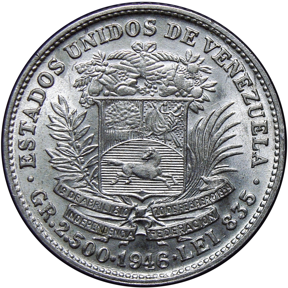 Venezuela Real Moneda de Plata 50 Céntimos 1946 - Numisfila