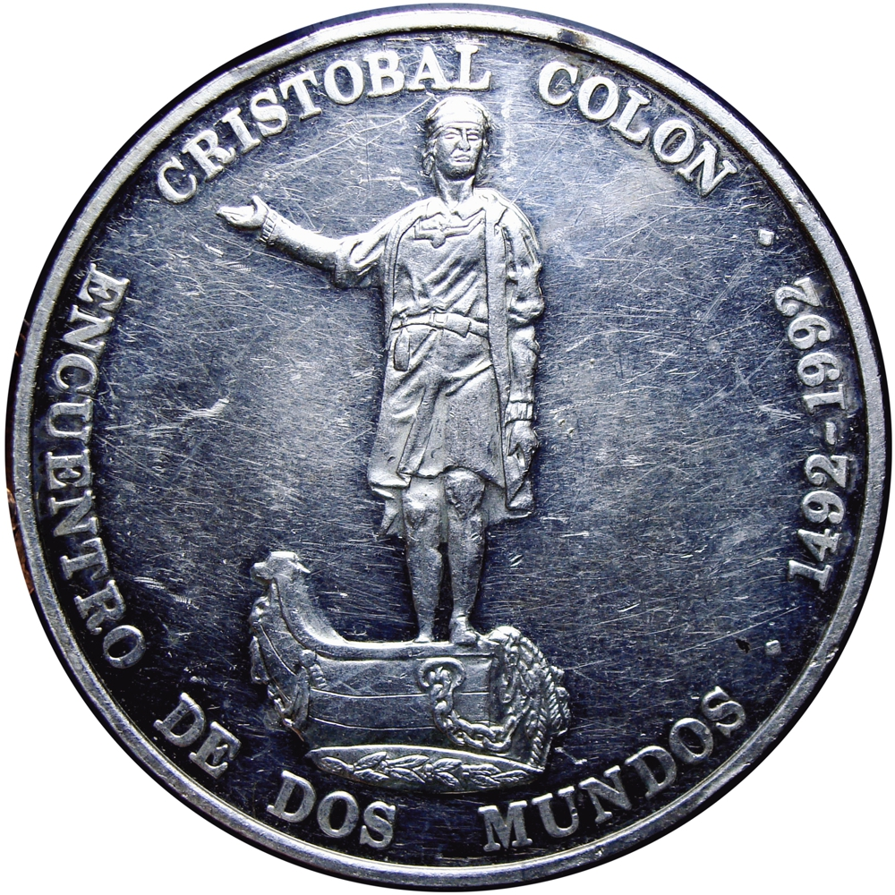 Moneda 1100 Bolívares 1991 Encuentro de Dos Mundos Cristóbal Colón - Numisfila