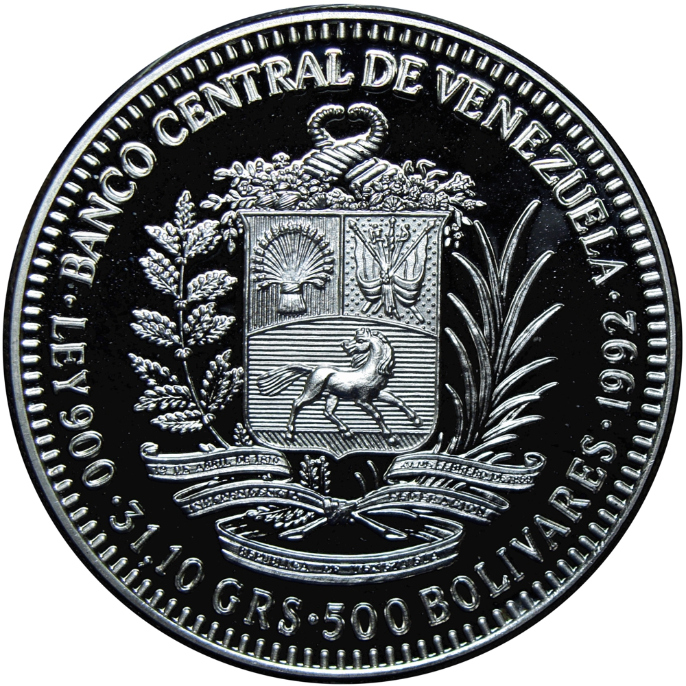 Batalla de Matasiete Moneda de Plata 500 Bolívares 1992  - Numisfila