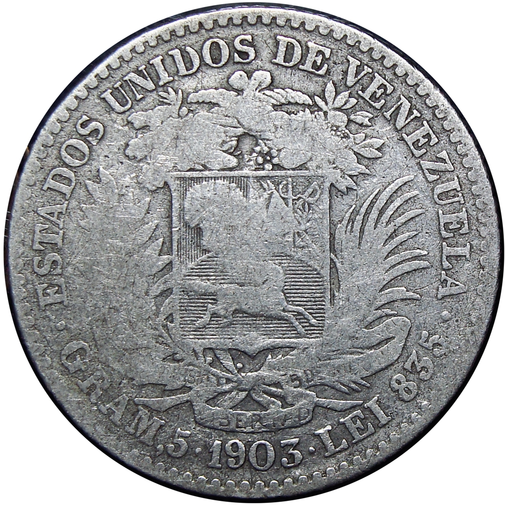 Venezuela Moneda de Plata Bolívar 1903 - Numisfila