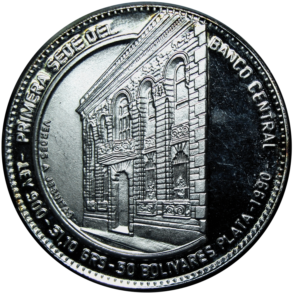BCV 50 Bolívares 1990 - Moneda de Plata 50 Aniversario - Numisfila