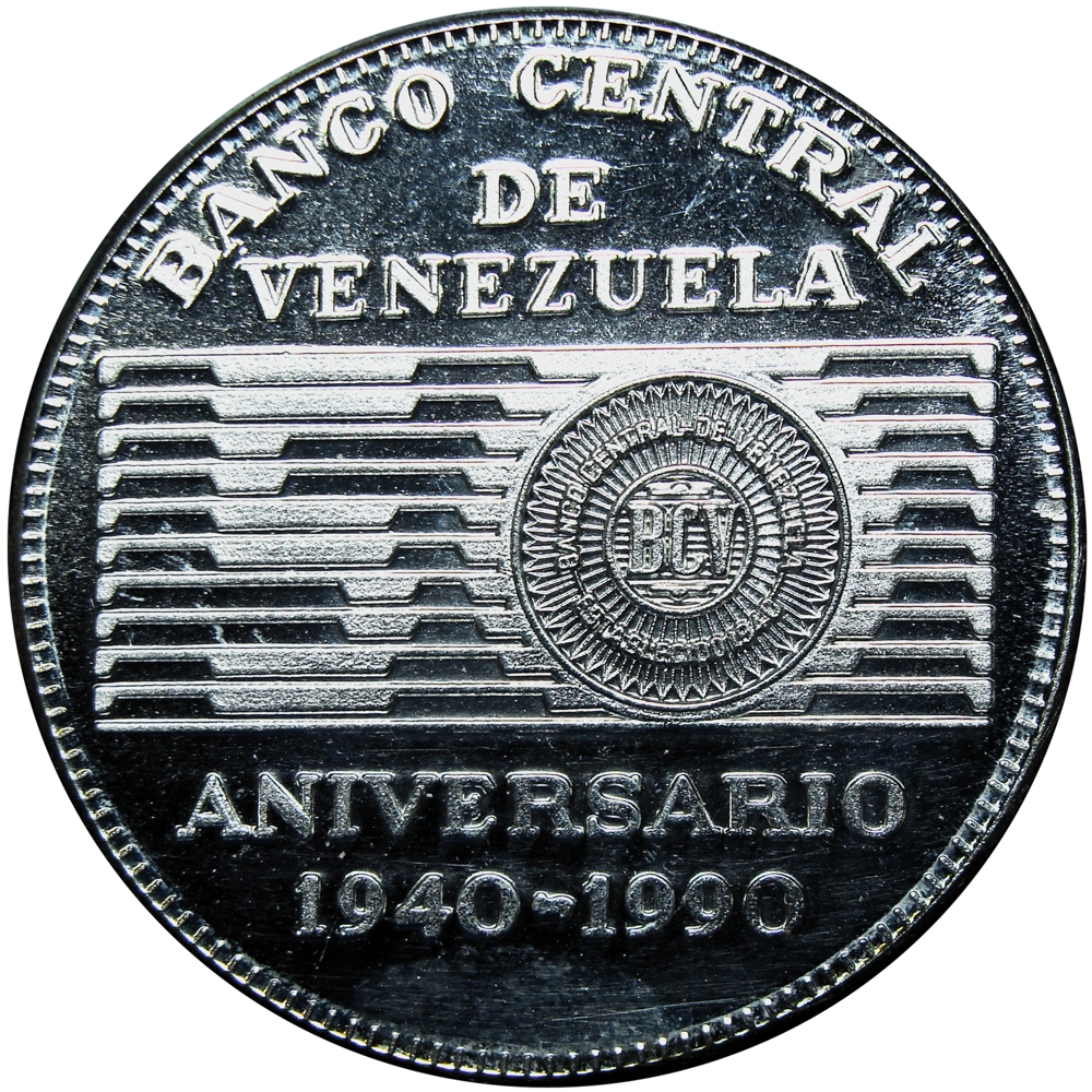 BCV 50 Bolívares 1990 - Moneda de Plata 50 Aniversario  - Numisfila