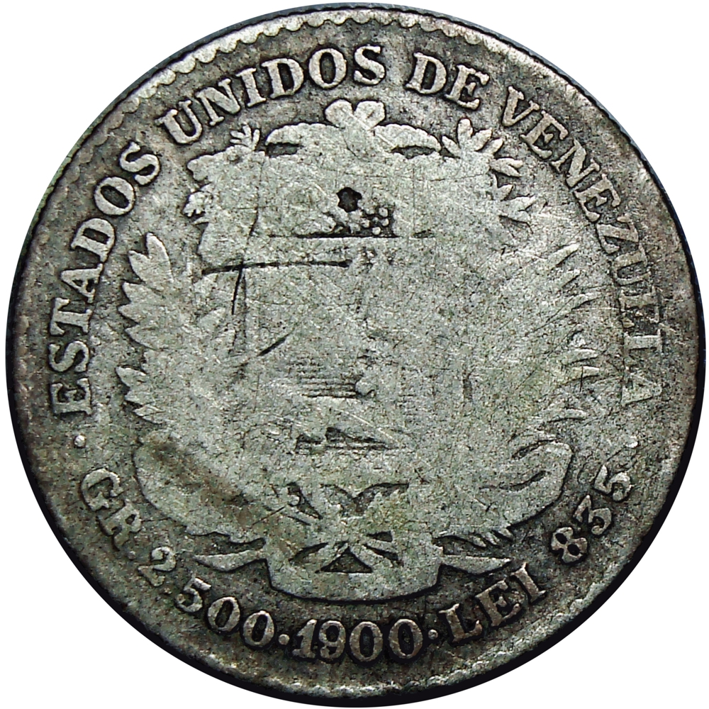 Moneda de Plata 50 Céntimos 1900 Sin Ceca ½ Bolívar - Real - Numisfila