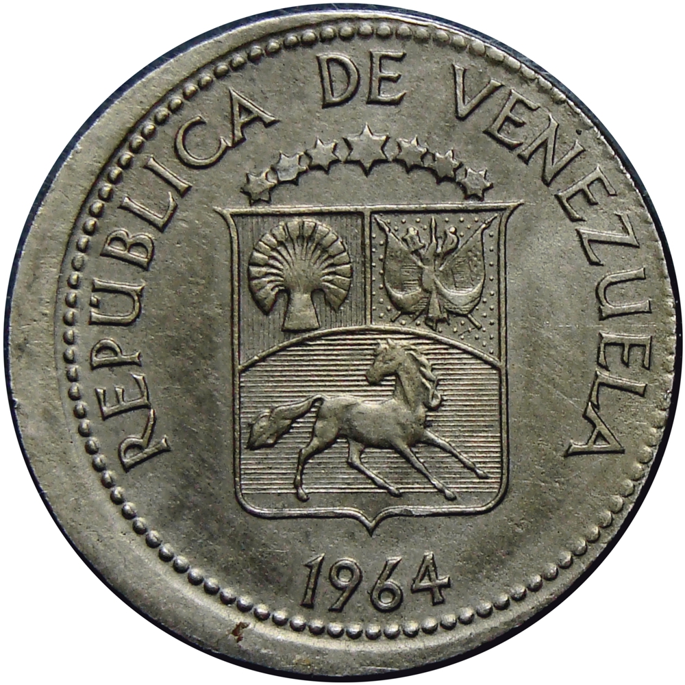 Venezuela Error en Moneda 5 Céntimos 1964 Desplazada - Numisfila