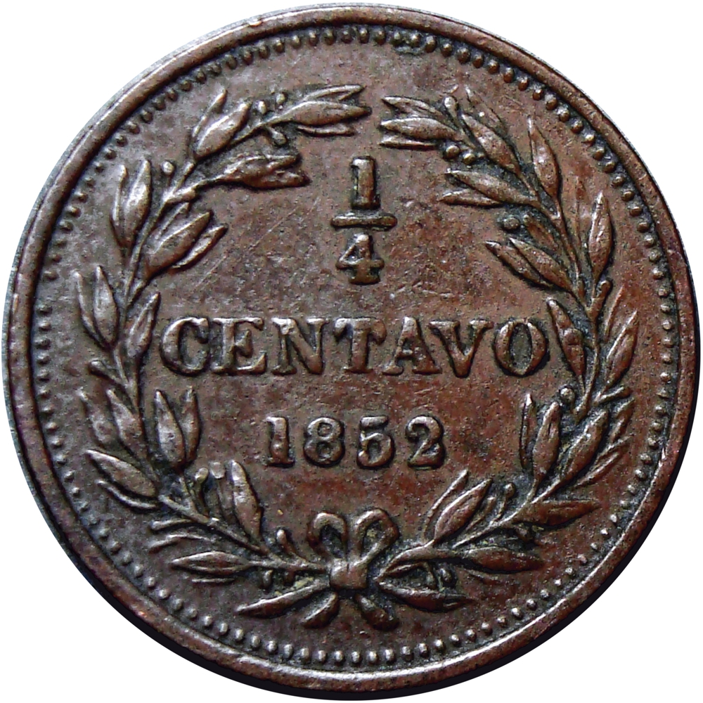 Moneda ¼ Centavo Monaguero 1852 No Heaton - Numisfila