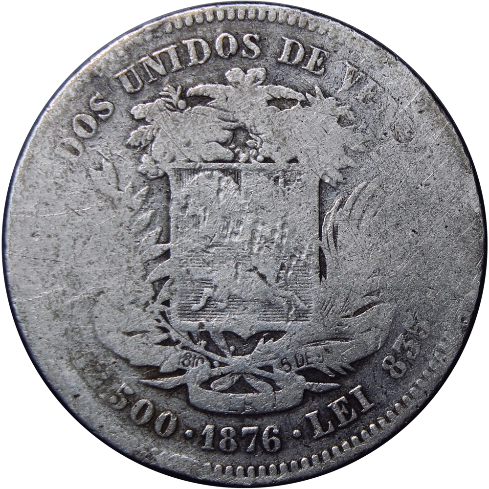 Escasa Moneda de Plata 50 Centavos 1876 - 5 Reales - Numisfila