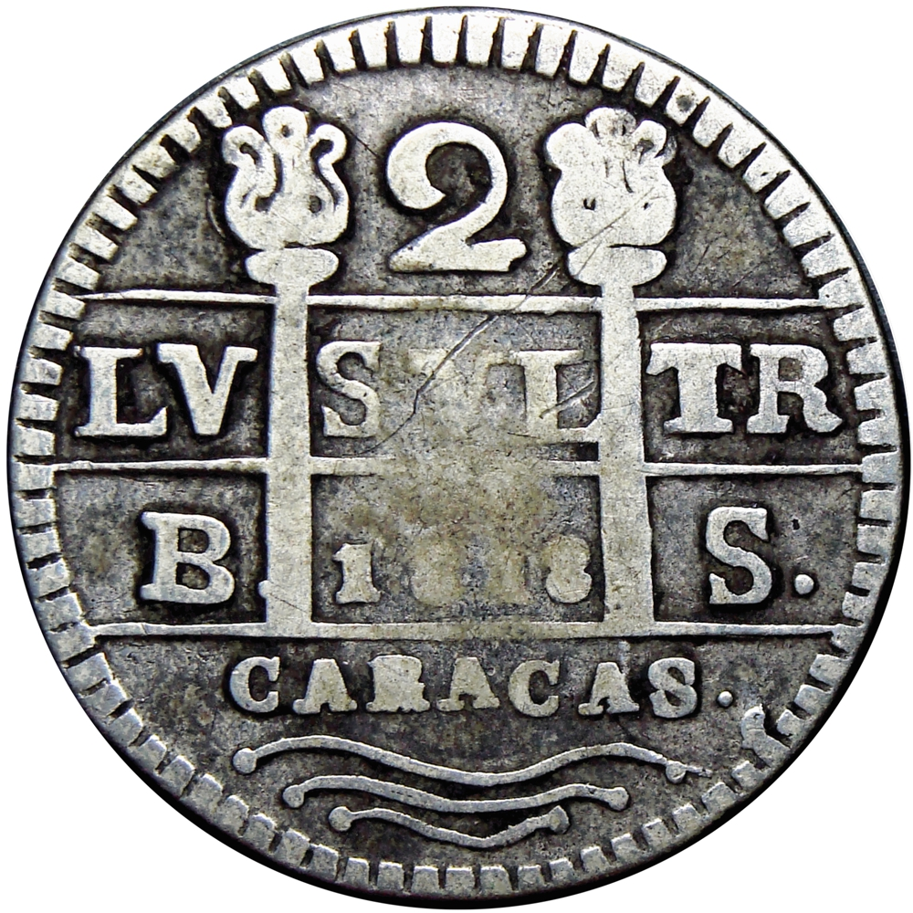 Gran Colombia 2 Reales 1830 B. S. León Castillo Anacrónica 1818 - Numisfila