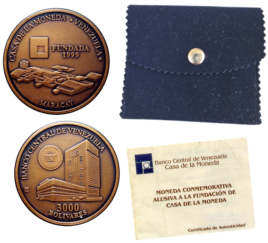 Moneda de Bronce 3000 Bolívares 2001 Casa de la Moneda Maracay - Numisfila