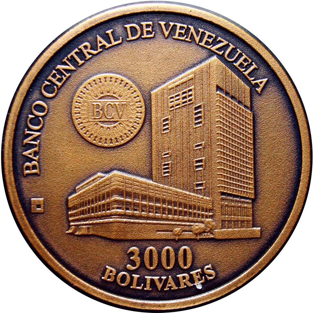 Moneda de Bronce 3000 Bolívares 2001 Casa de la Moneda Maracay  - Numisfila