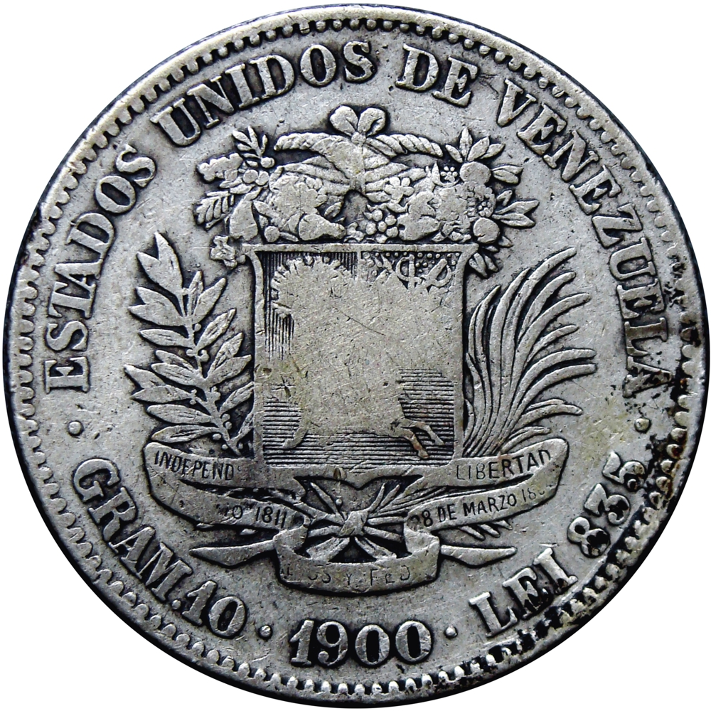 Venezuela Moneda 2 Bolívares de Plata 1900 - Numisfila