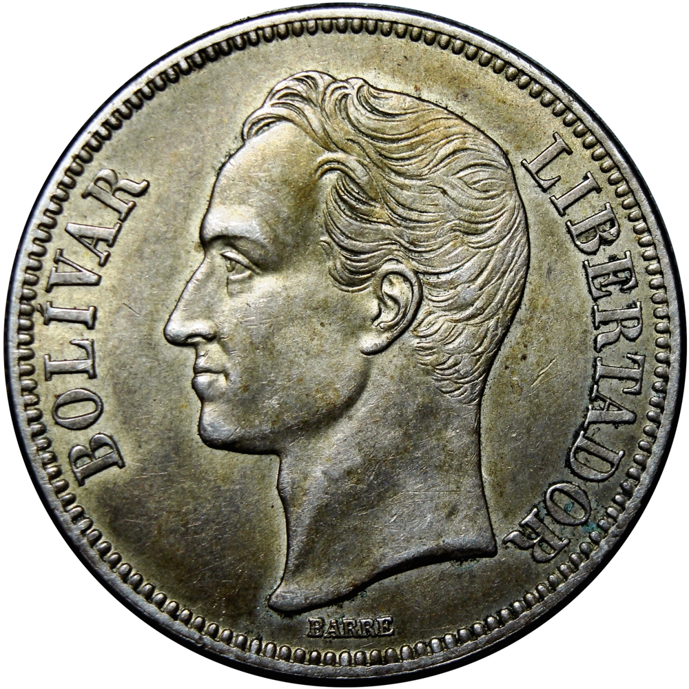 Hermoso Fuerte Moneda de Plata 5 Bolívares 1935  - Numisfila