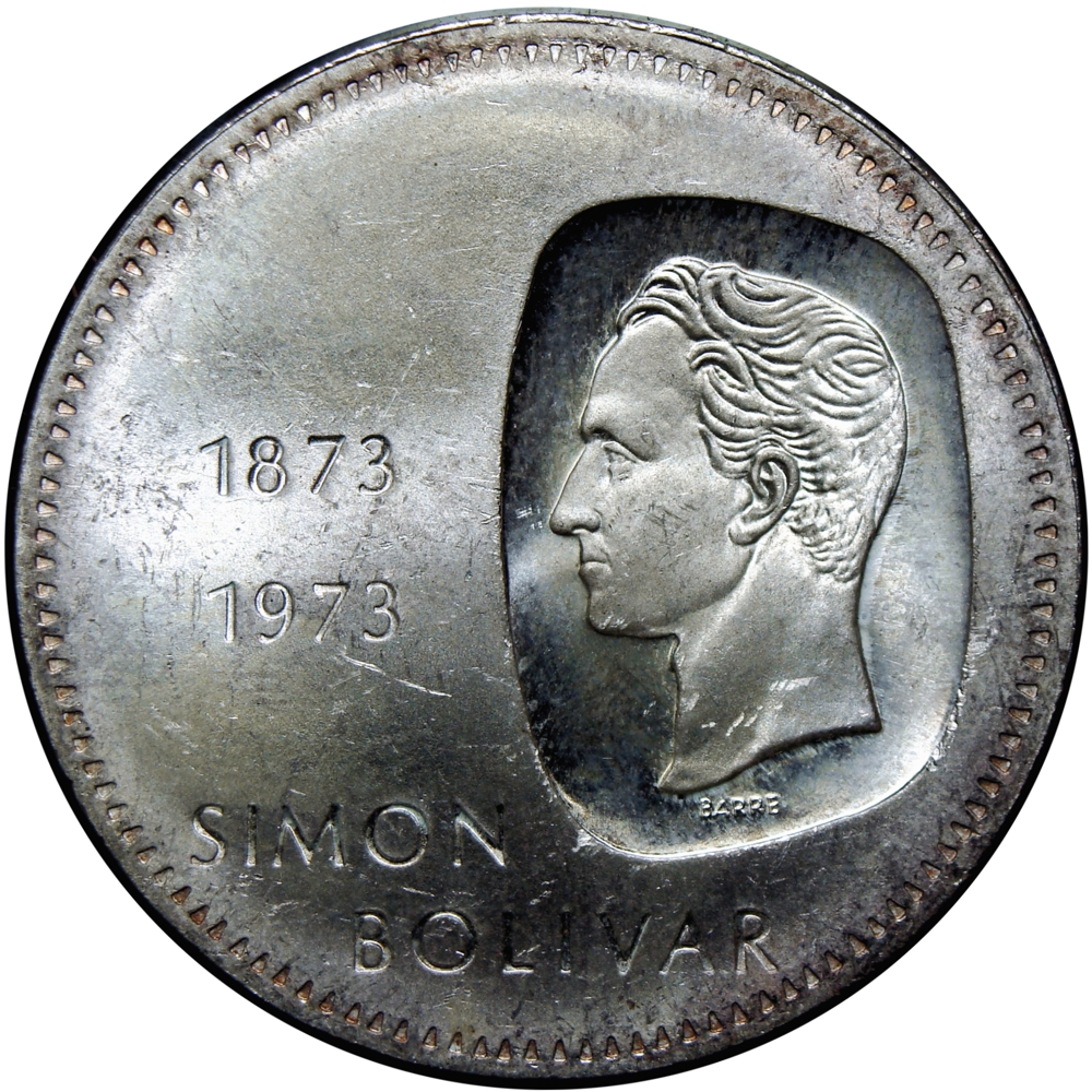 Moneda de Plata 10 Bolívares Doblón 1973 Canto al Derecho - Numisfila