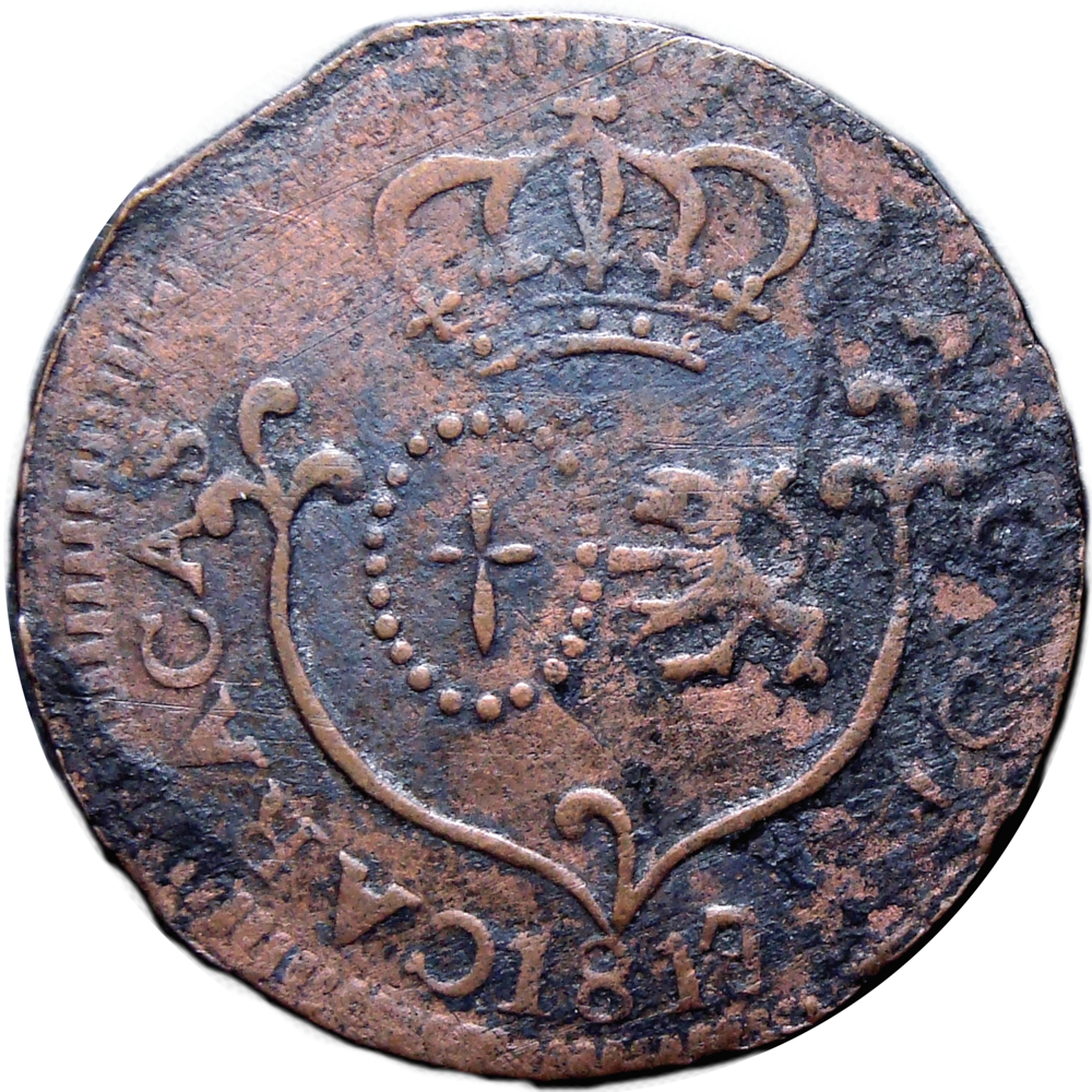 Moneda Caracas ¼ Real 1817 Error 7 sobre 8 Escaso - Numisfila