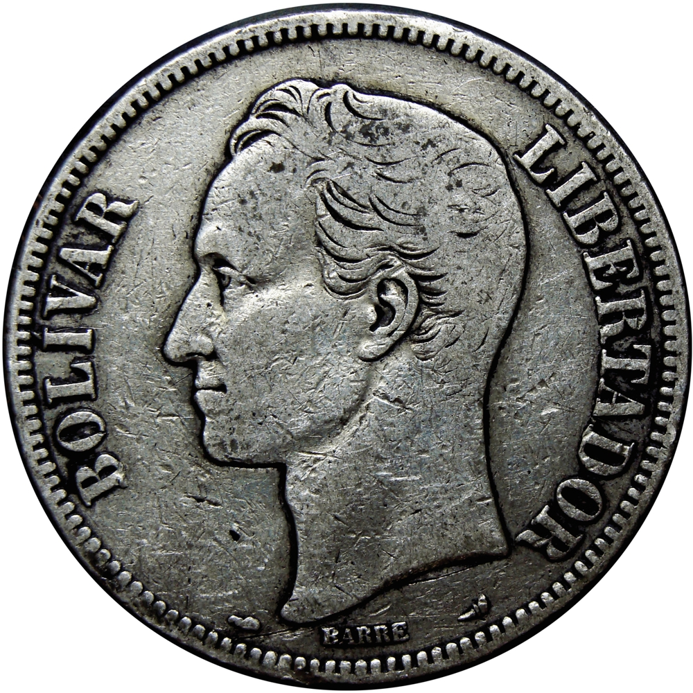 Fuerte Moneda de Plata 5 Bolívares 1904   - Numisfila