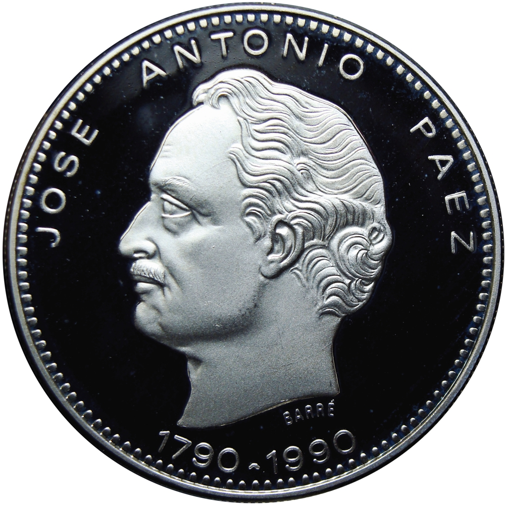 Moneda de Plata 500 Bolívares José Antonio Páez 1990 Conmemorativa - Numisfila