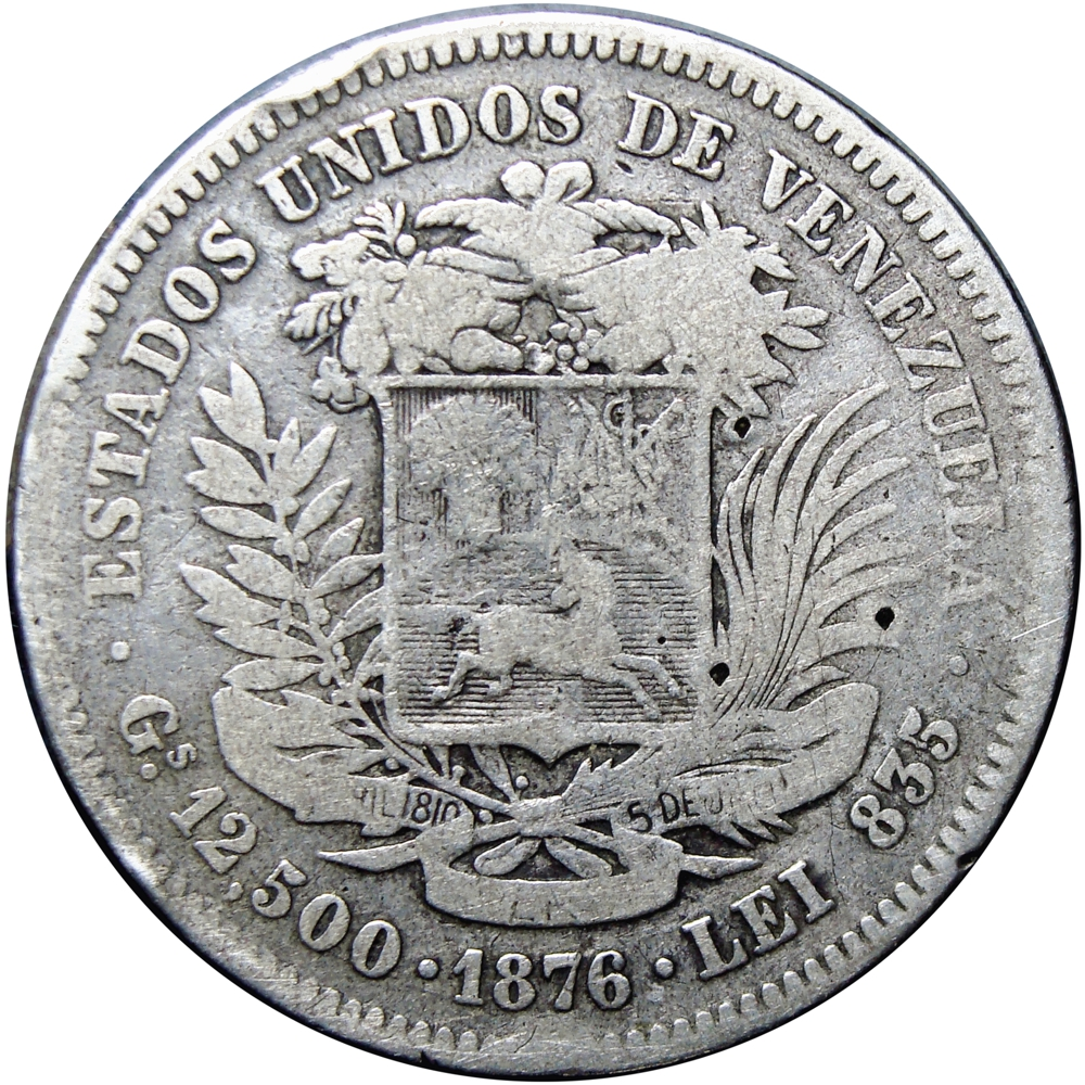 Escasa Moneda de Plata 50 Centavos 1876 - 5 Reales - Numisfila