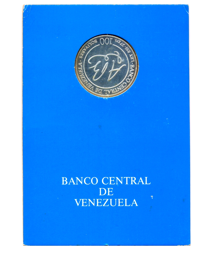 Andrés Bello Moneda de Plata 100 Bolívares 1981 Bicentenario en Estuche Original  - Numisfila