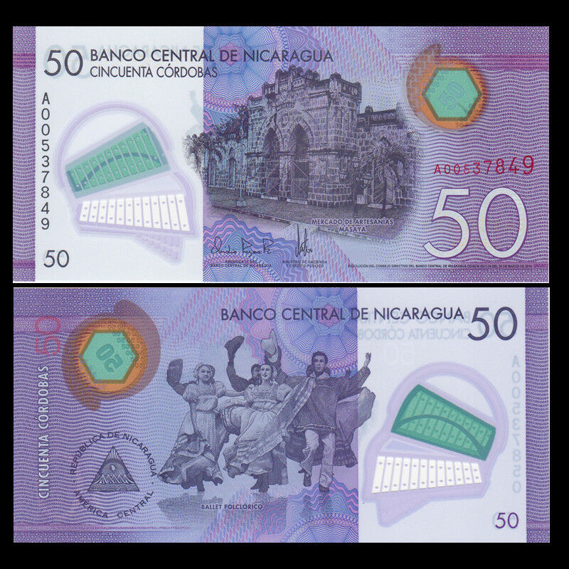 Billete Plastico Nicaragua 50 Cordobas 2015  - Numisfila