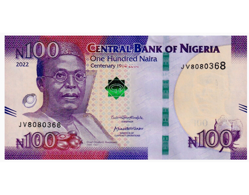 Billete Nigeria 100 Naira 2022 Conmemorativo 100 Años de Nigeria como Nación - Numisfila