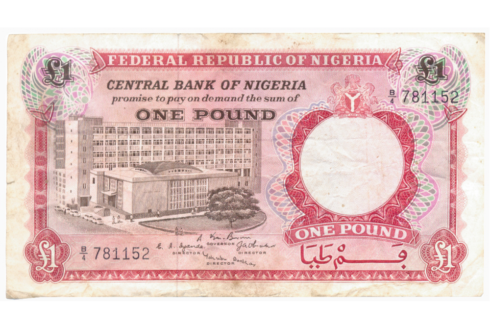 Billete Nigeria 1 Pound 1967   - Numisfila