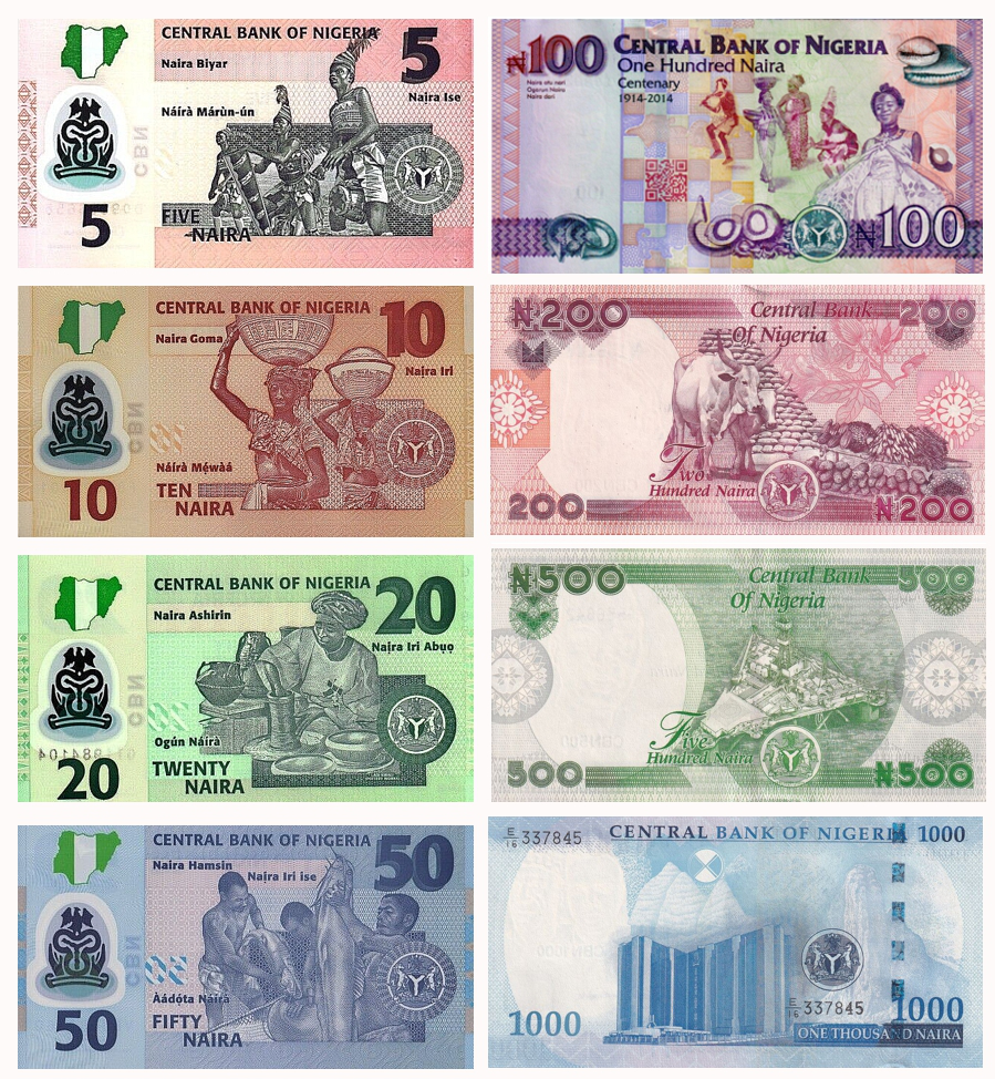 Set 8 Billetes Nigeria 5,10,20,50,100, 200,500 y 1.000 Nairas 2021-2022   - Numisfila