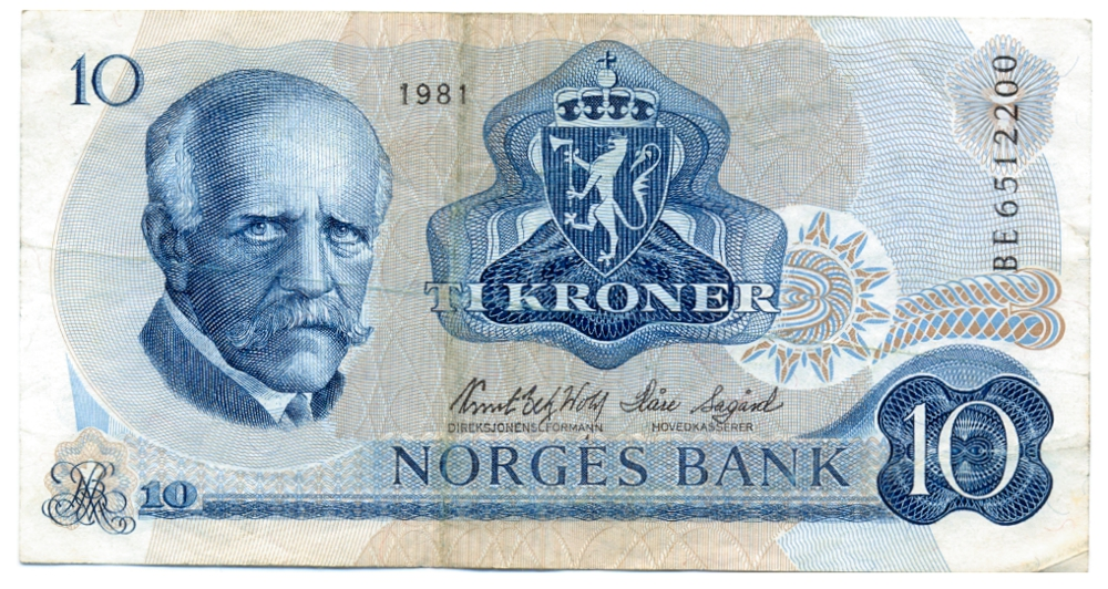 Billete Noruega 10 Kroner 1981  - Numisfila