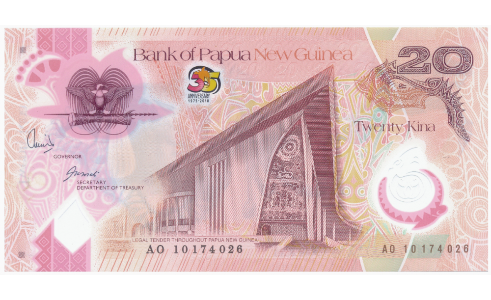 Billete Plástico Papua Nueva Guinea 20 Kina 2010 Conmemorativo   - Numisfila