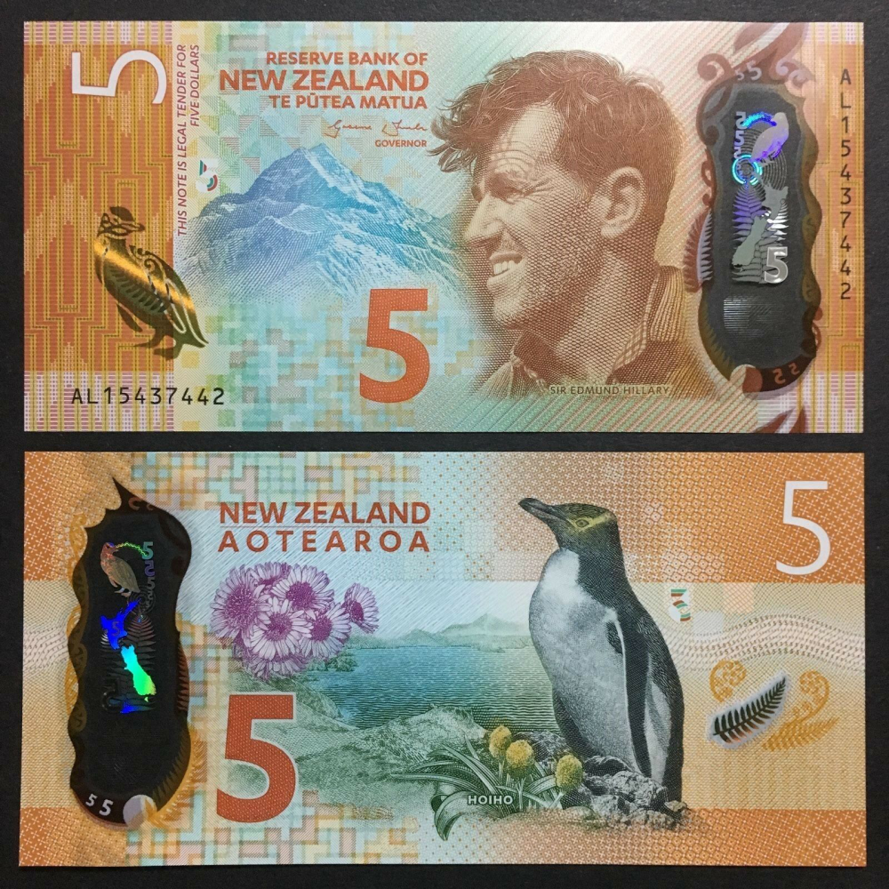 Billete Plastico Nueva Zelanda 5 Dolares 2015  - Numisfila