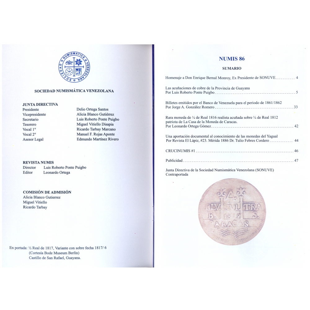 Revista NUMIS N°86 Junio 2022 Sociedad Numismática Venezolana  - Numisfila