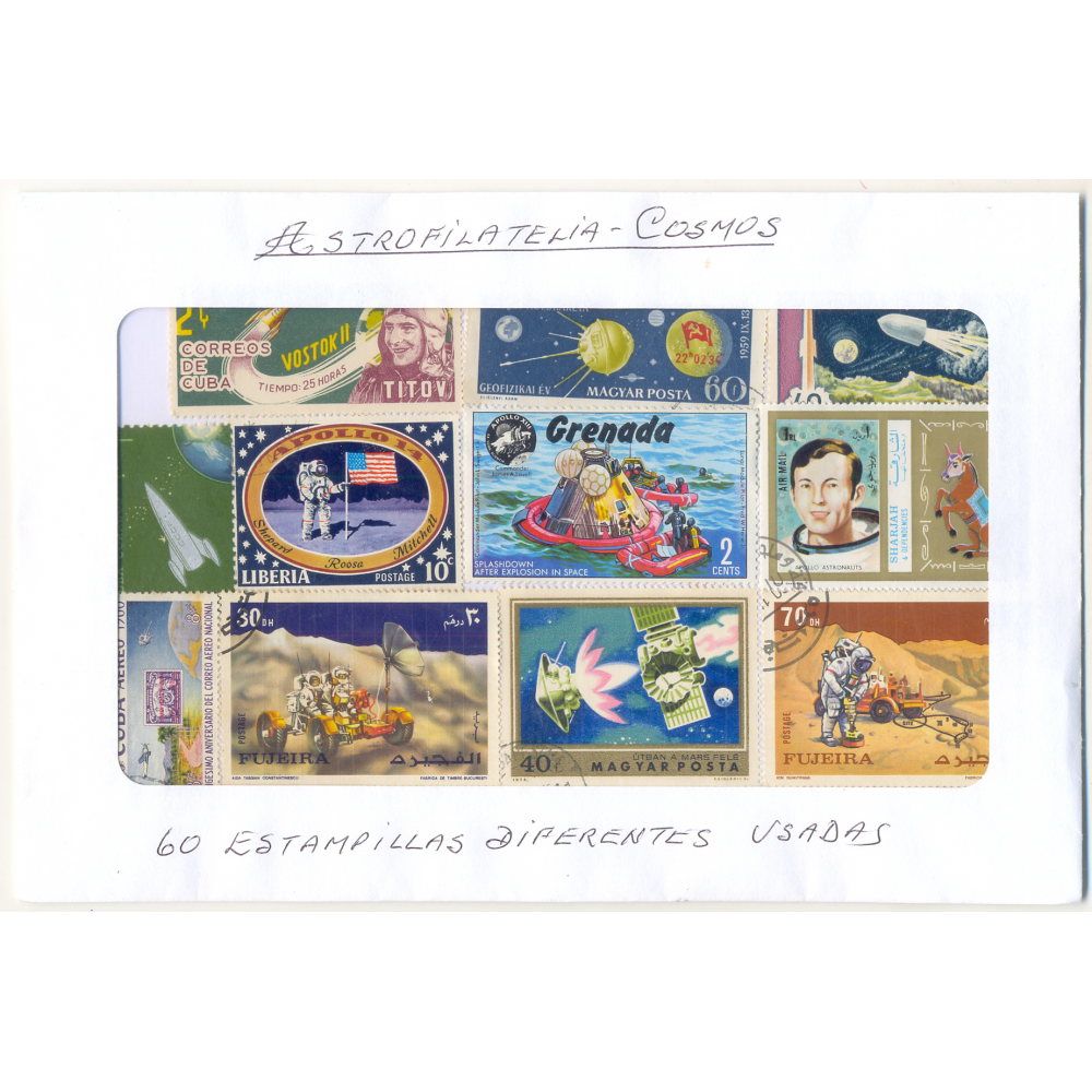 Astrofilatelia Cosmos 60 Estampillas diferentes usadas - Numisfila