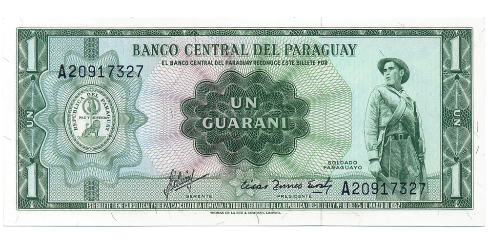 Billete Paraguay 1 Guarani 1963 - Numisfila