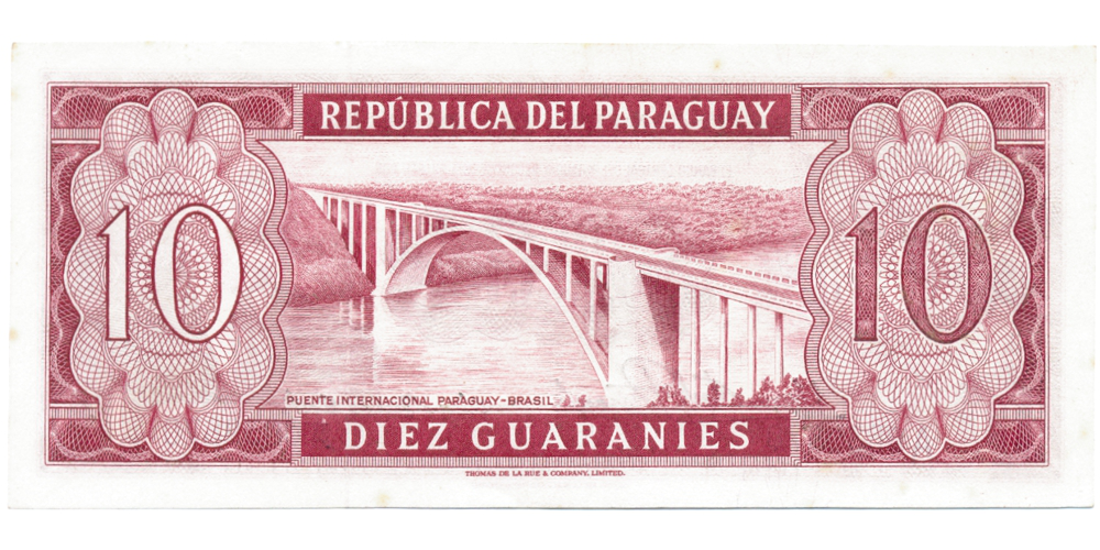 Billete Paraguay 10 Guaraníes de 1963  - Numisfila