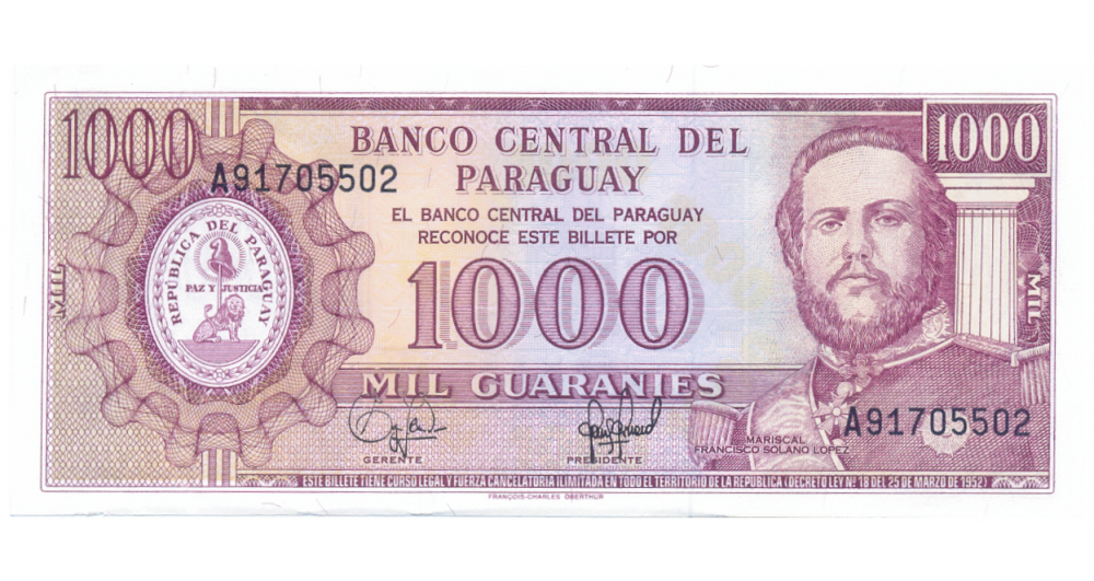 Billete Paraguay 1000 Guaraníes 1995  - Numisfila