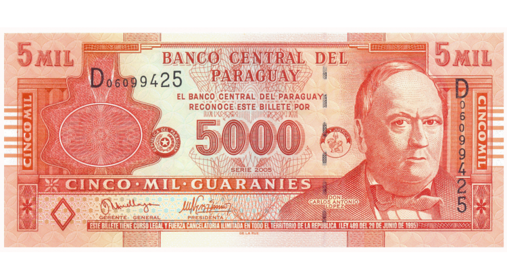 Billete Paraguay 5000 Guaranies 2005   - Numisfila