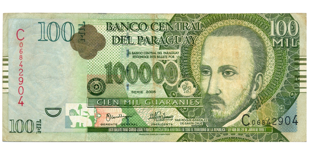 Billete Paraguay 100000 Guaranies 2005 Serie C - Numisfila