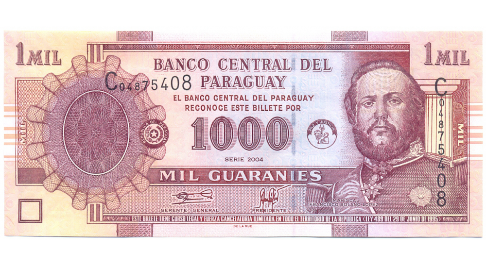 Billete Paraguay 1000 Guaranies 2004  - Numisfila