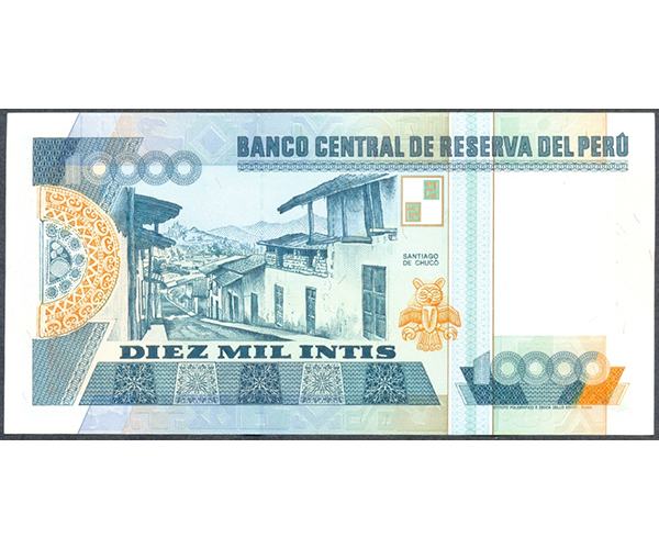 Billete de Peru 10.000 Intis 1988  - Numisfila