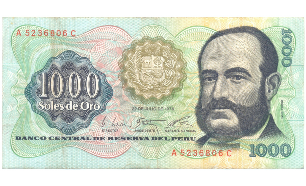 Billete Peru 1000 Intis 1976  - Numisfila