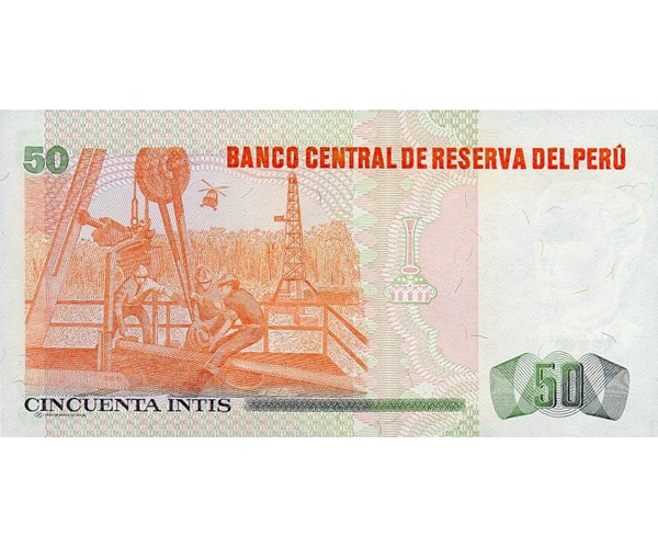 Billete de Peru 50 Intis 1987  - Numisfila