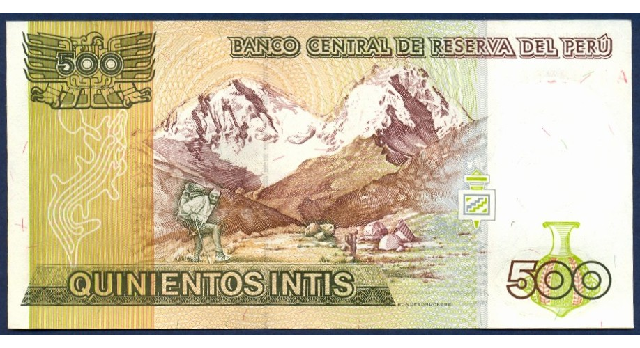 Billete Peru 500 Intis 1987 Túpac Amaru  - Numisfila
