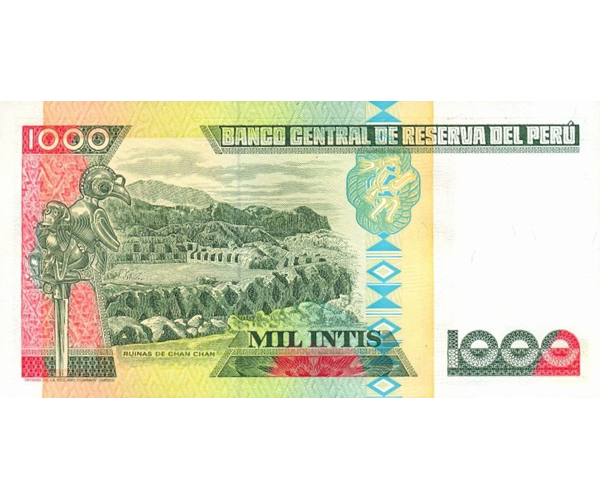 Billete de Peru 1000 Intis 1988  - Numisfila