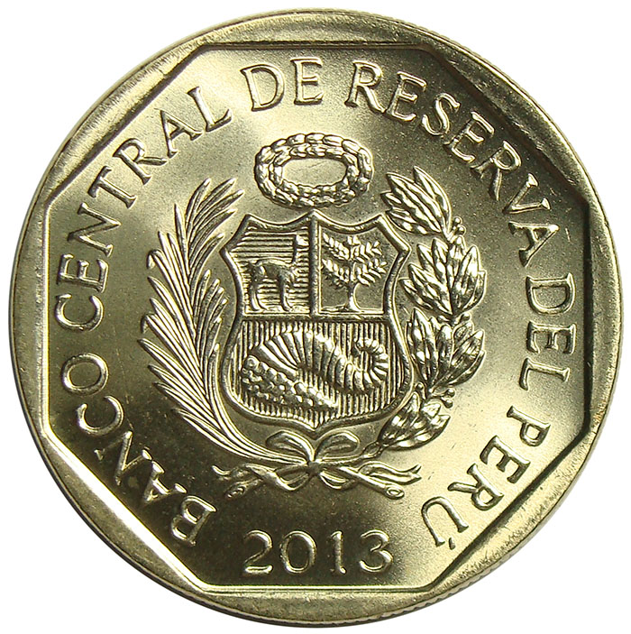 Moneda Peru 1 Nuevo Sol de 2013 Templo Inca de Huaytará  - Numisfila