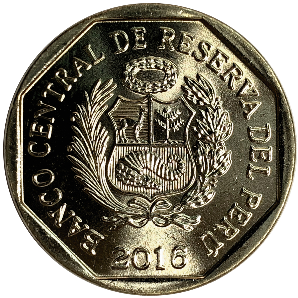 Moneda Peru 1 Nuevo Sol 2016 Cabeza de vaca  - Numisfila
