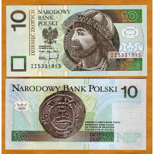 Billete Polonia 10 Zlotych 1995 Miecislao I  - Numisfila