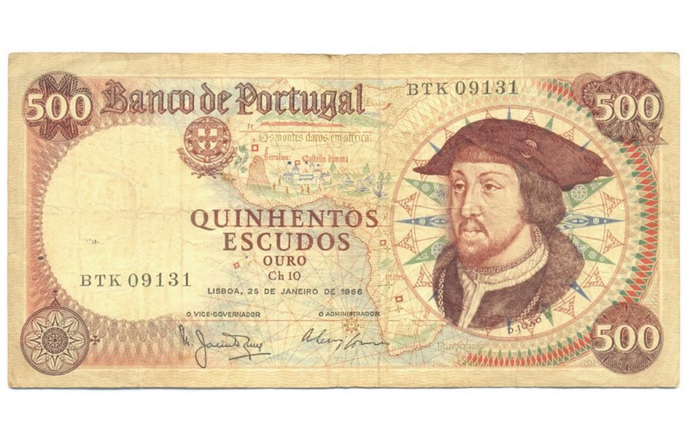 Billete Portugal 500 Escudos 1966 Juan II  - Numisfila
