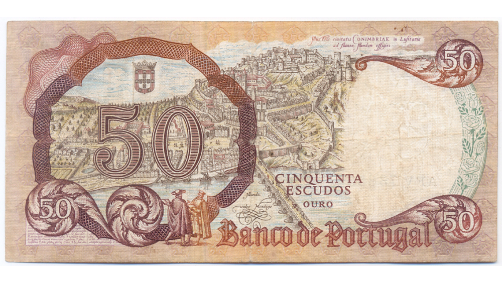 Billete Portugal 50 Escudos 1964 Reina Santa Isabel  - Numisfila