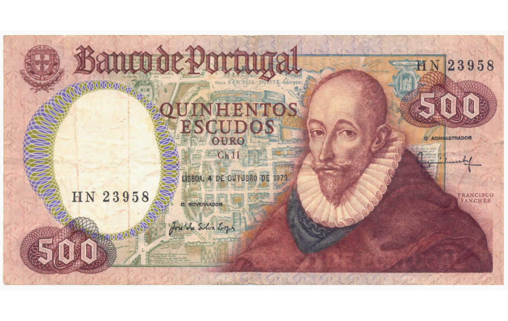 Billete Portugal 500 Escudos 1979 Francisco Sánches  - Numisfila