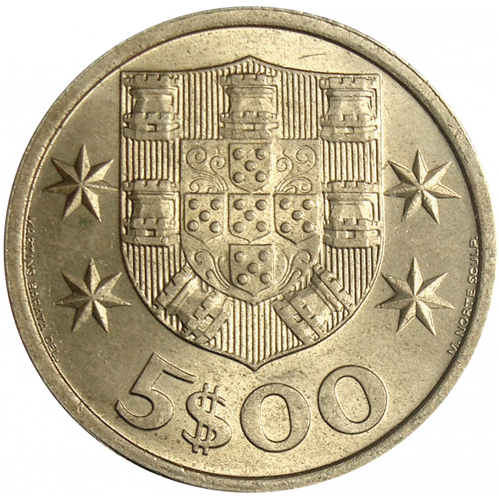 Moneda Portugal 5 Escudos 1969 - 1984  - Numisfila